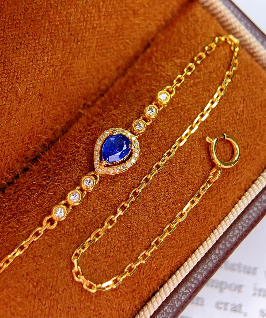 18K Gold Natural Sapphire Bracelet - 4