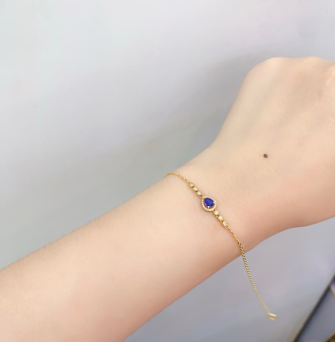 18K Gold Natural Sapphire Bracelet - 8