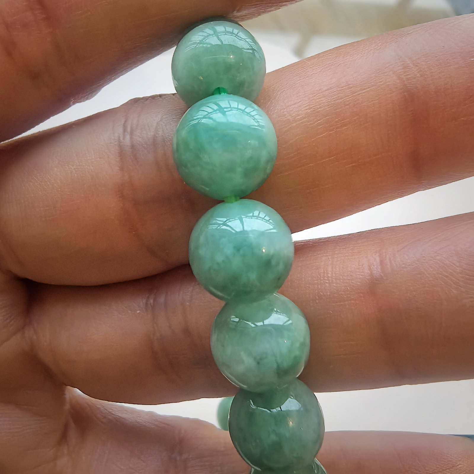 Natural Jadeite Bracelet 12-13mm A Grade Green Jade Jewelry - 2