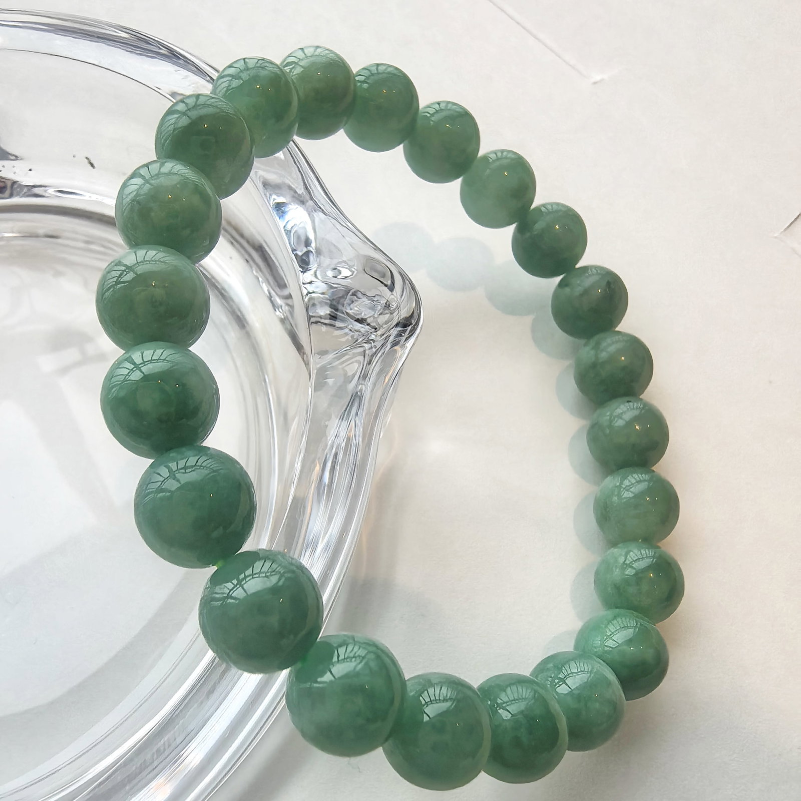 Natural Jadeite Bracelet 12-13mm A Grade Green Jade Jewelry - 4