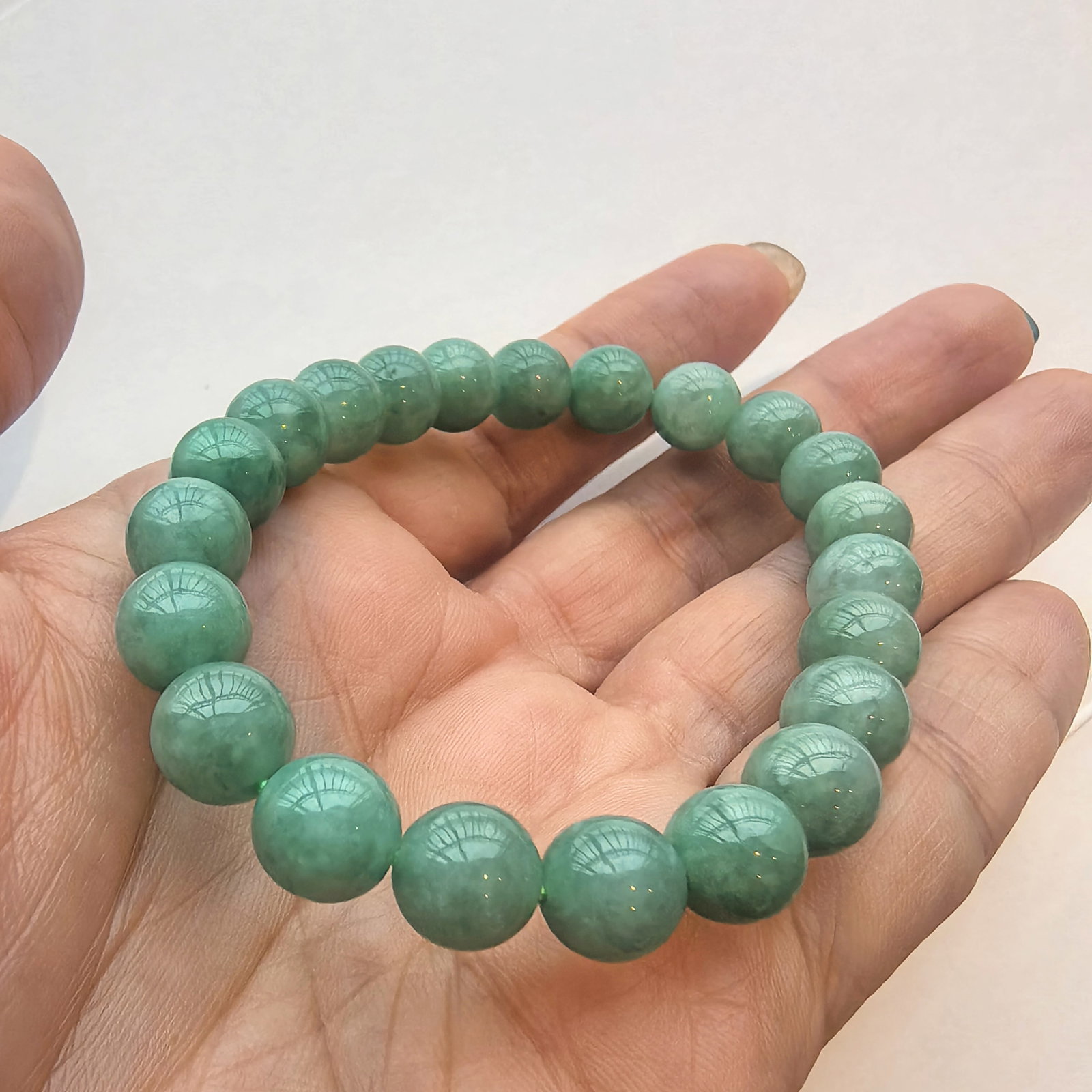 Natural Jadeite Bracelet 12-13mm A Grade Green Jade Jewelry - 7