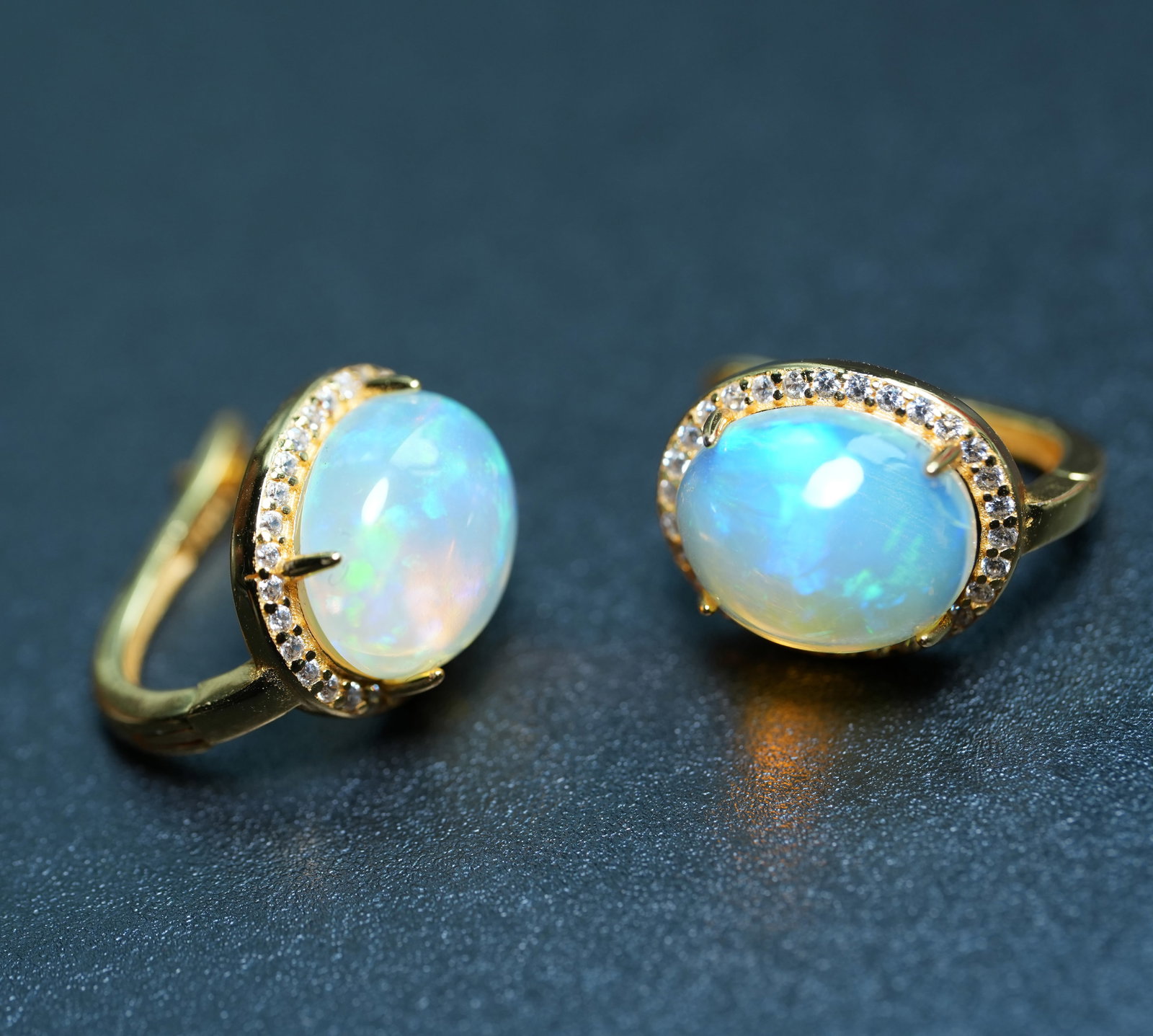 S925 Sterling Silver Earrings Set with Natural Opal - 2