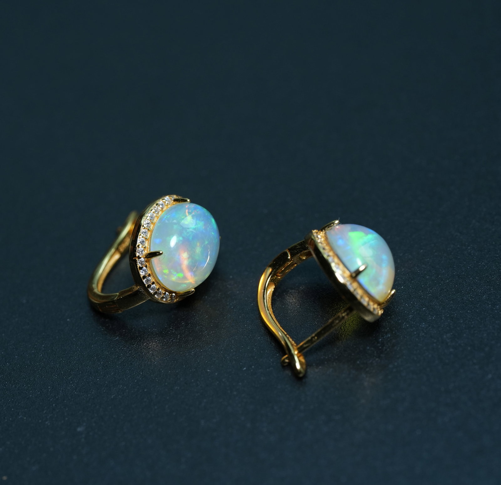 S925 Sterling Silver Earrings Set with Natural Opal - 3