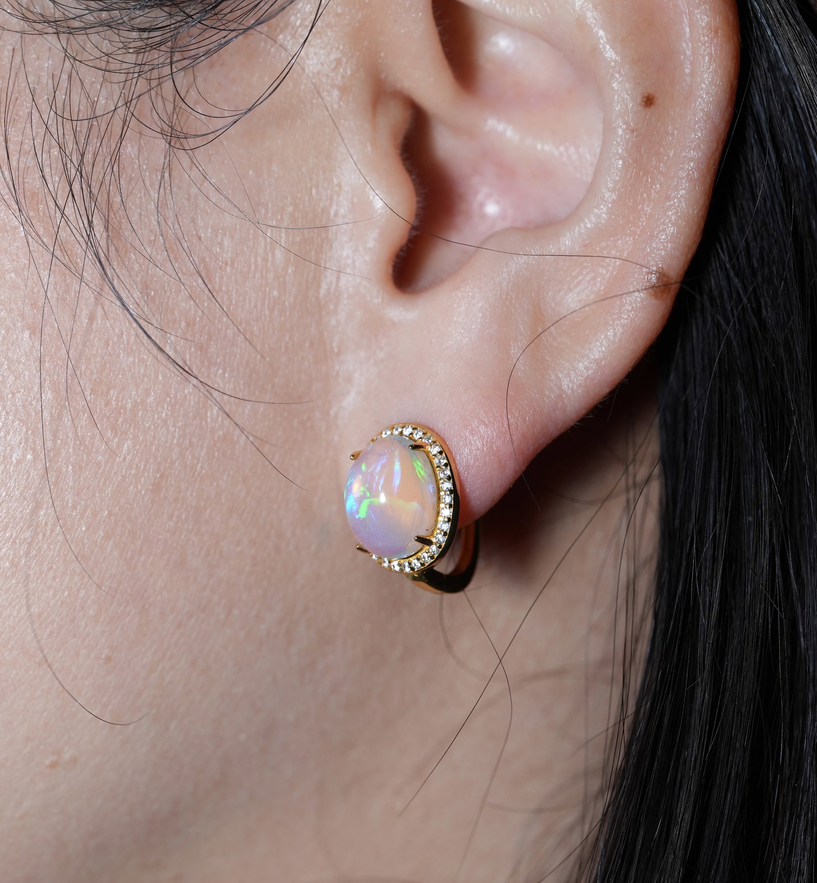 S925 Sterling Silver Earrings Set with Natural Opal - 4
