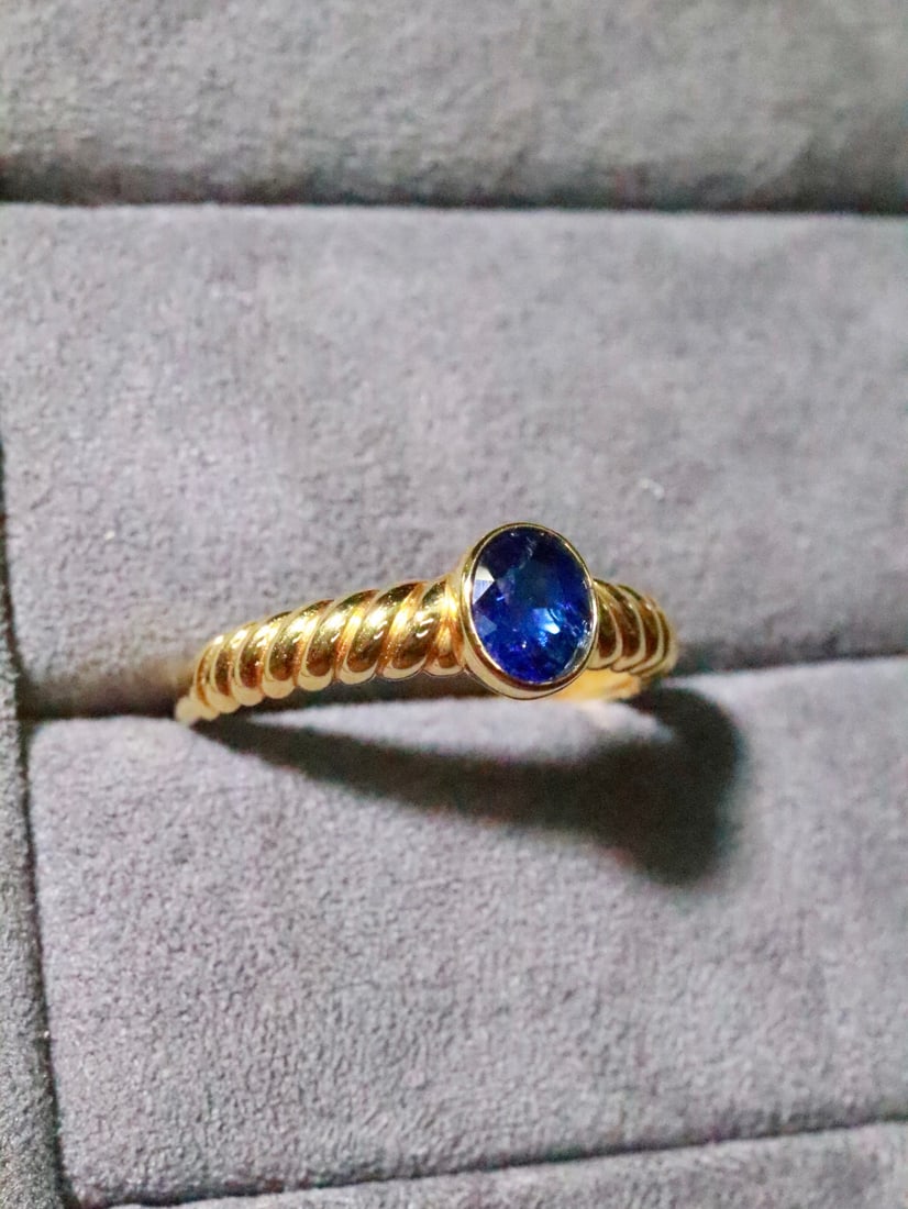18K Gold Natural Sapphire Ring - 3