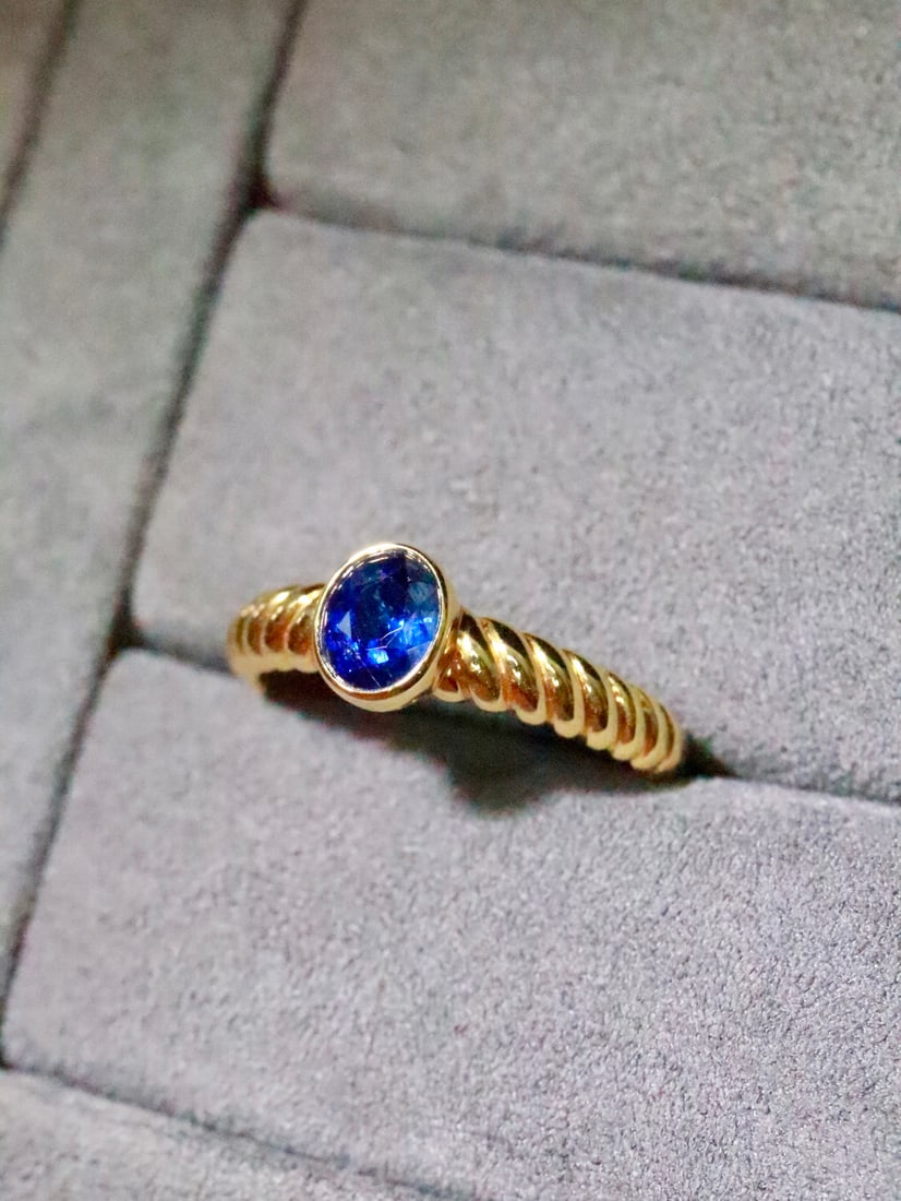 18K Gold Natural Sapphire Ring - 5