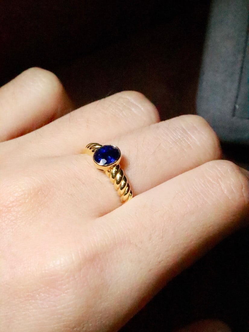 18K Gold Natural Sapphire Ring - 7