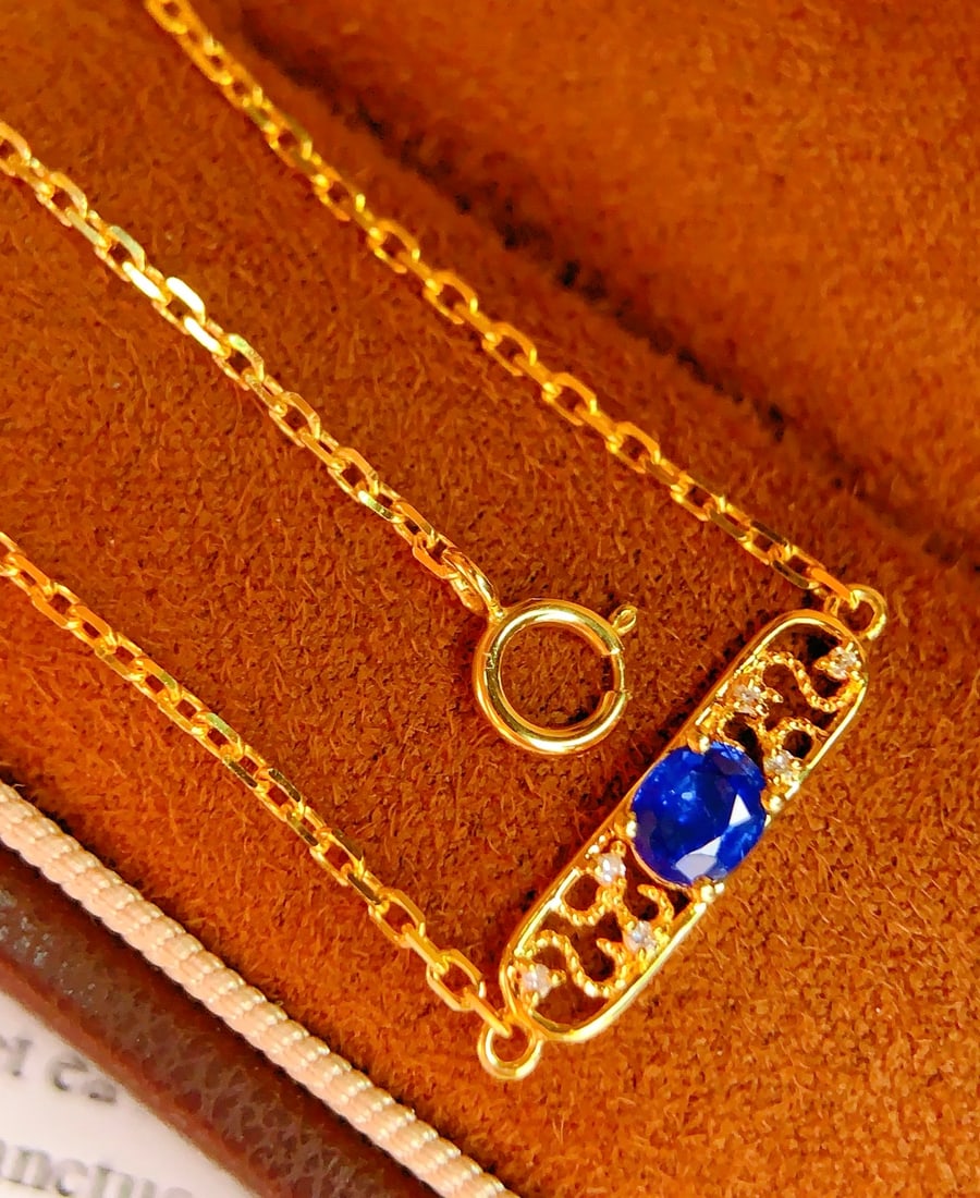 18K Gold Natural Sapphire Bracelet - 5