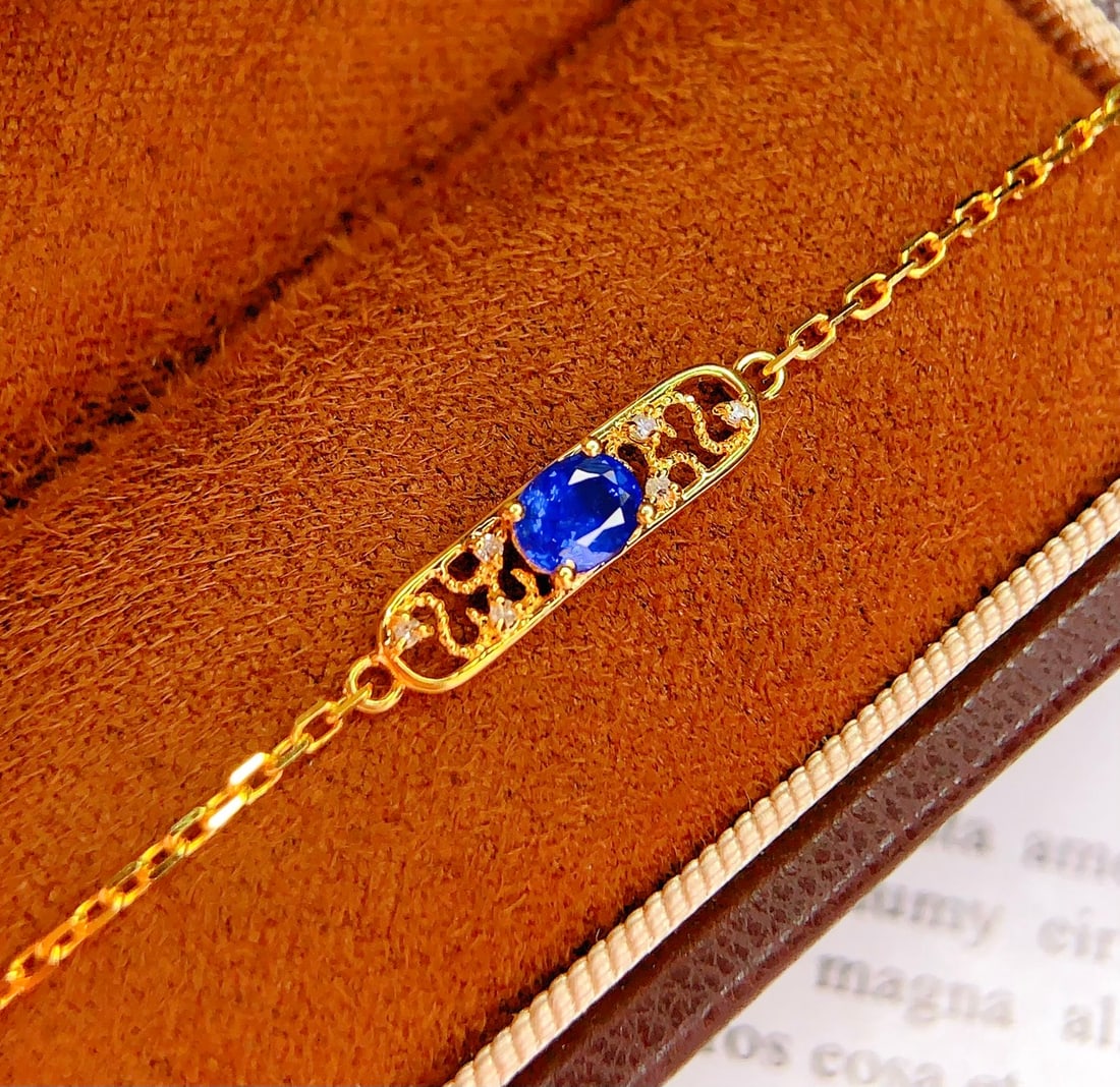 18K Gold Natural Sapphire Bracelet - 6