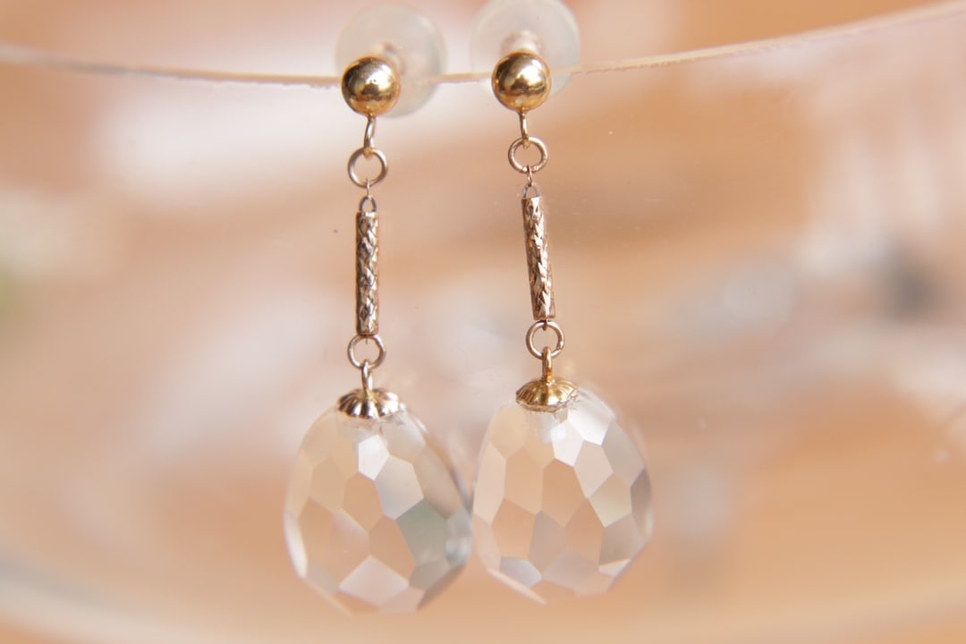 18K Gold Natural Crystal Earrings - 3