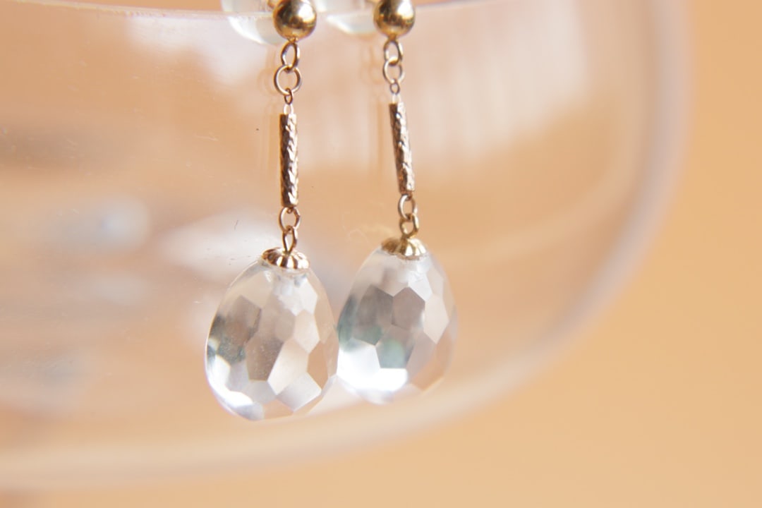 18K Gold Natural Crystal Earrings - 4