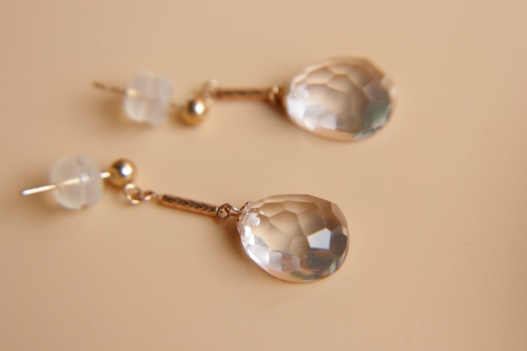 18K Gold Natural Crystal Earrings - 6