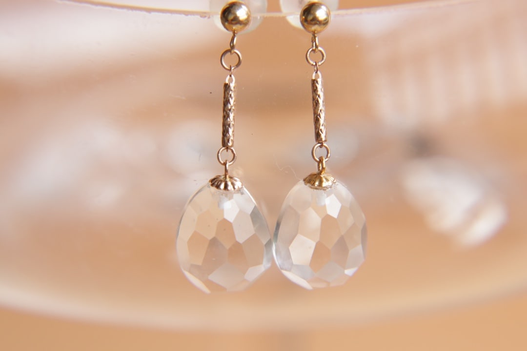 18K Gold Natural Crystal Earrings - 7