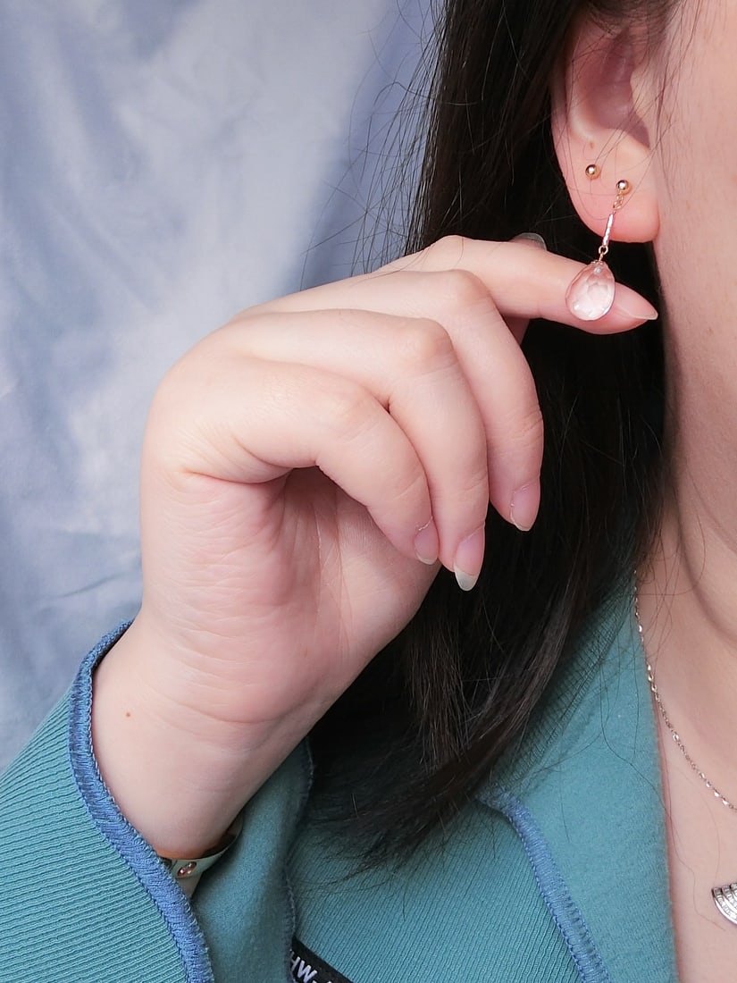 18K Gold Natural Crystal Earrings - 8