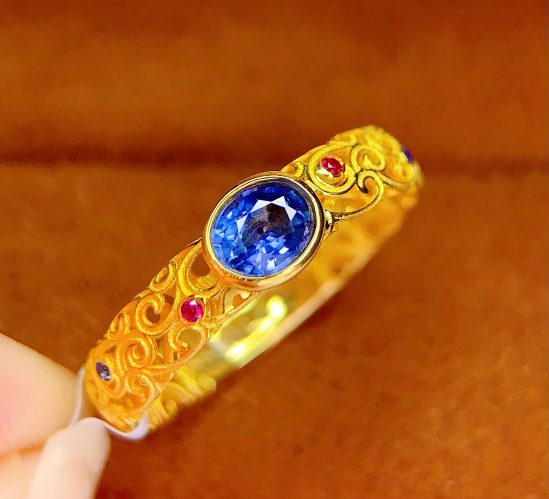 18K Gold Natural Sapphire Ring - 2