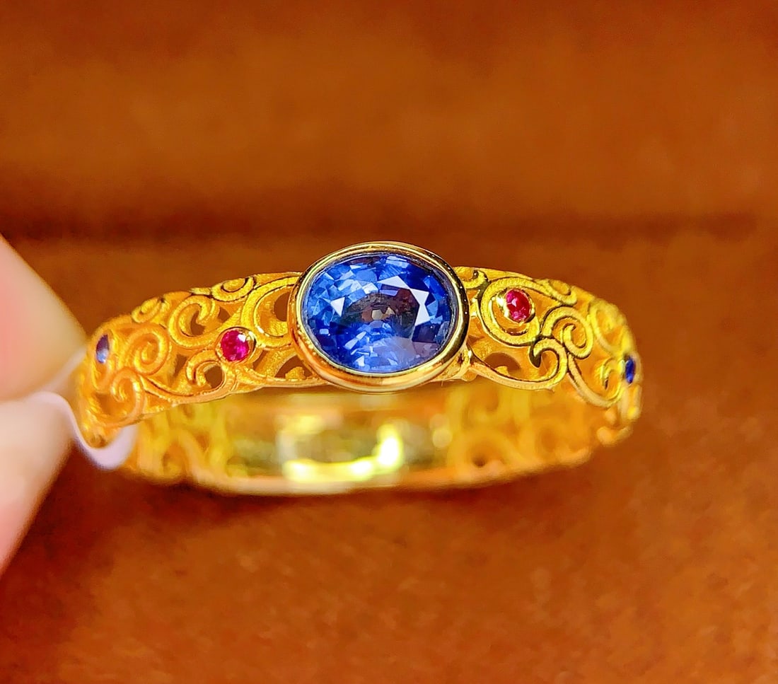 18K Gold Natural Sapphire Ring - 3
