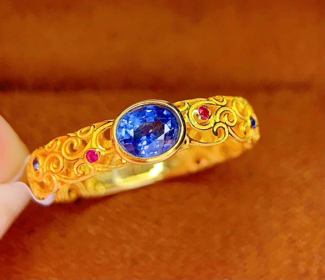 18K Gold Natural Sapphire Ring - 5