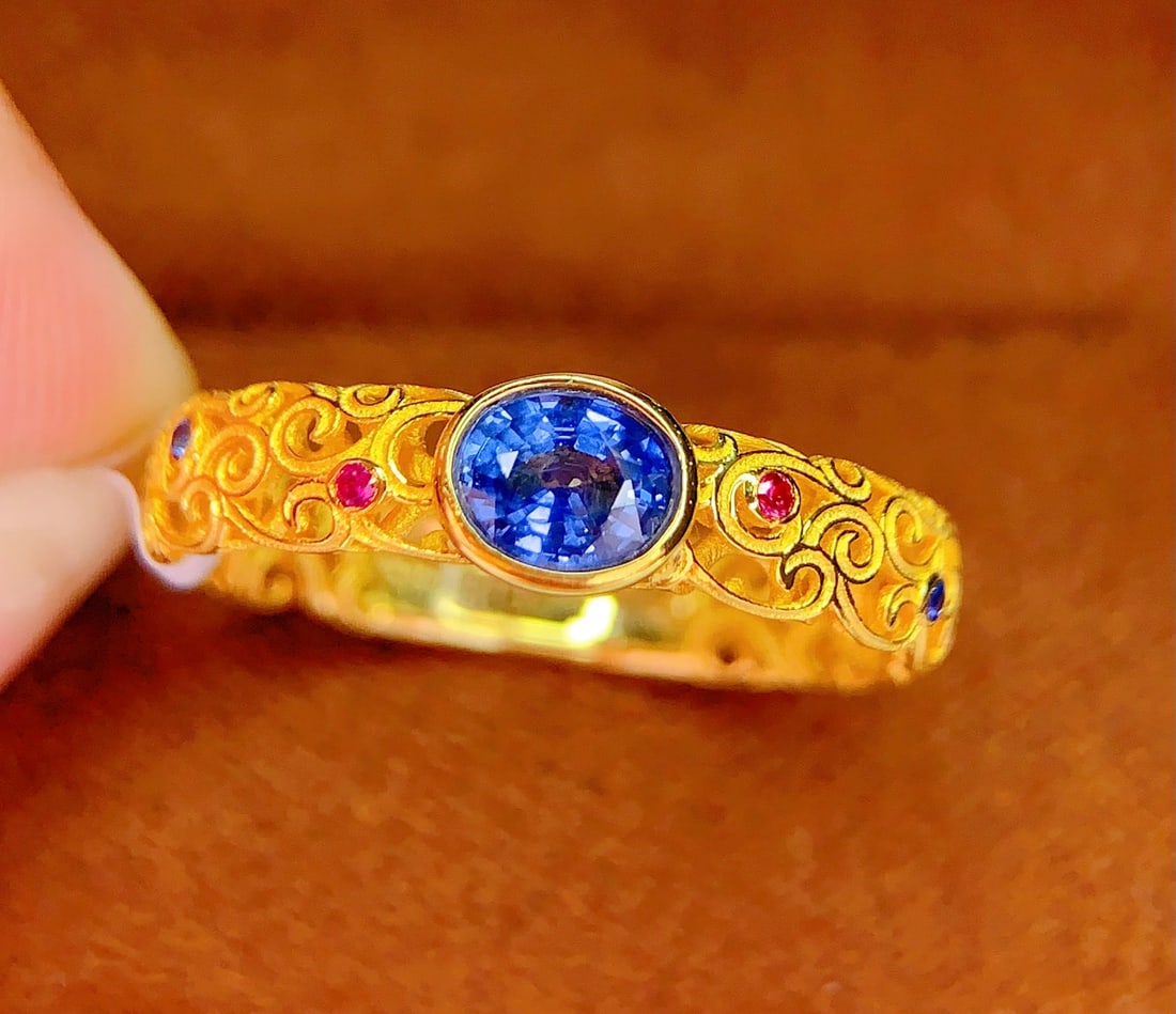 18K Gold Natural Sapphire Ring - 6