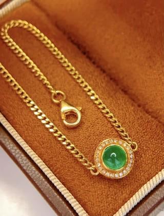 18K Gold Natural Emerald Bracelet