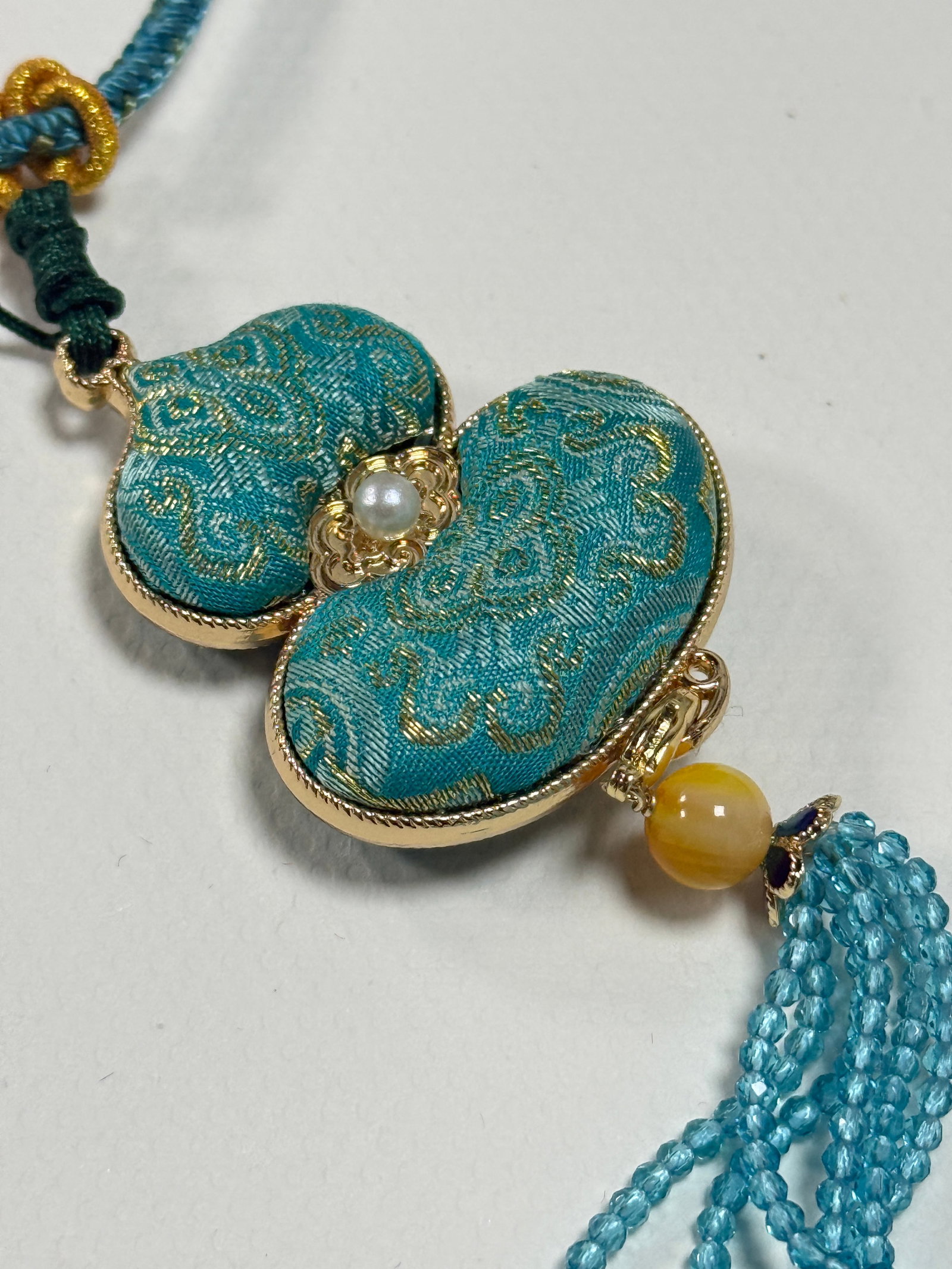Handmade Song Brocade Gourd Pendant Necklace - 7
