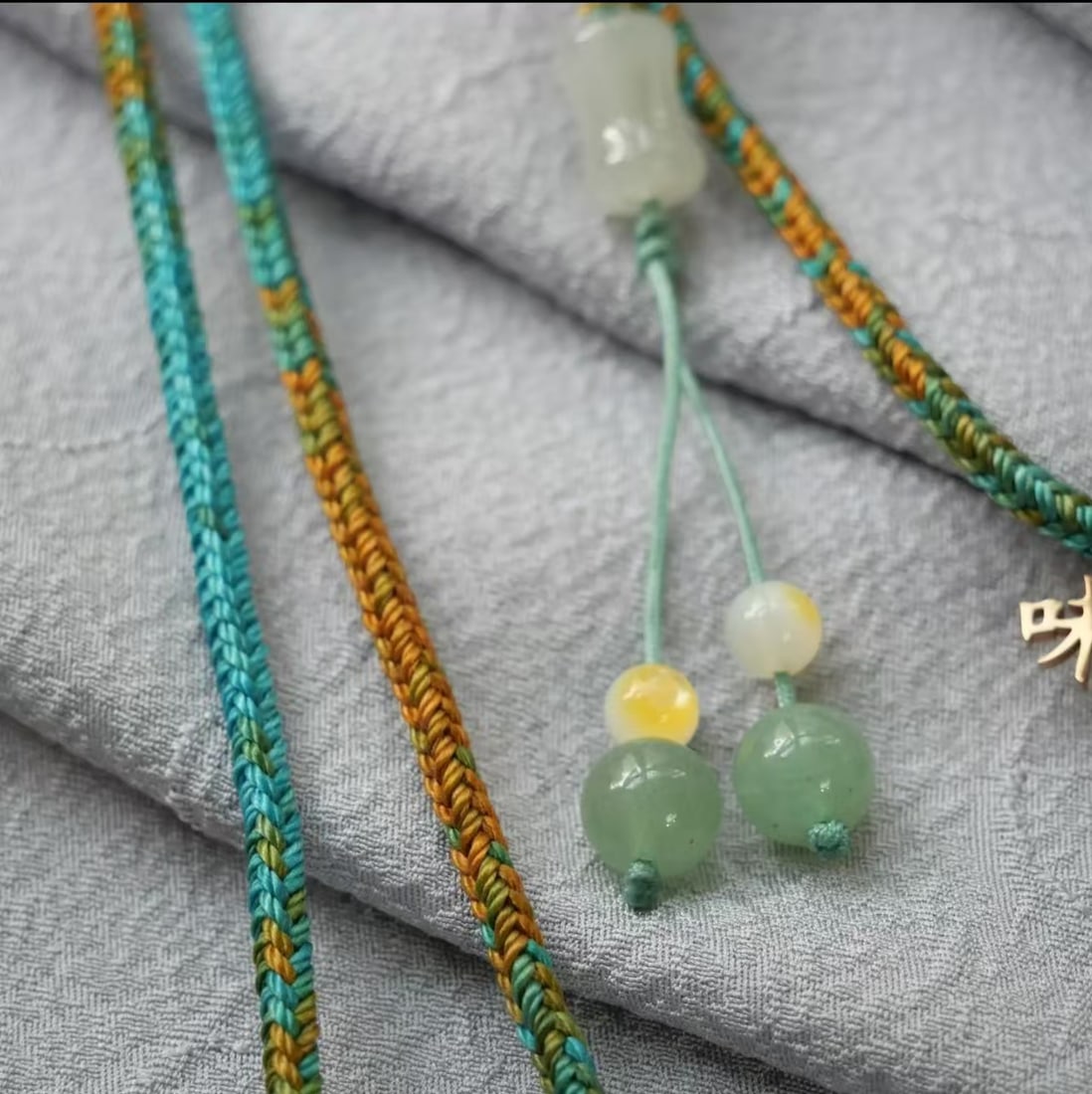 Handmade Song Brocade Gourd Pendant Necklace - 9