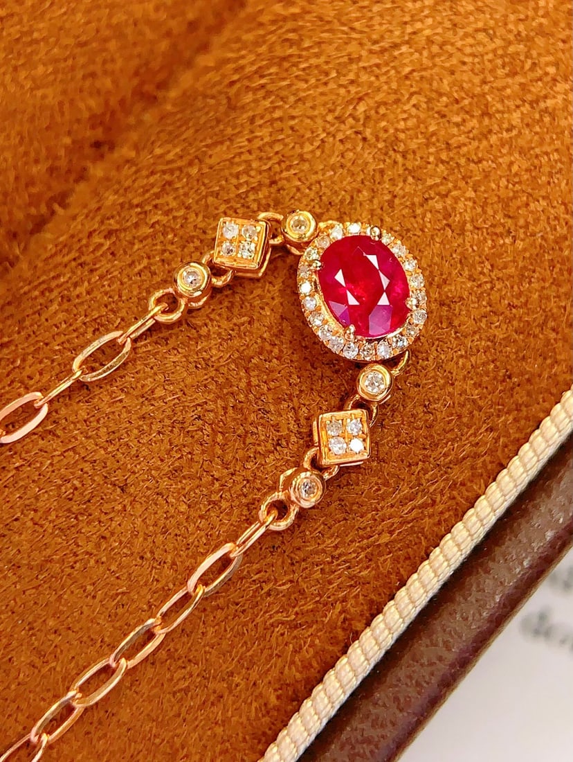 18K Gold Natural Ruby Bracelet - 4