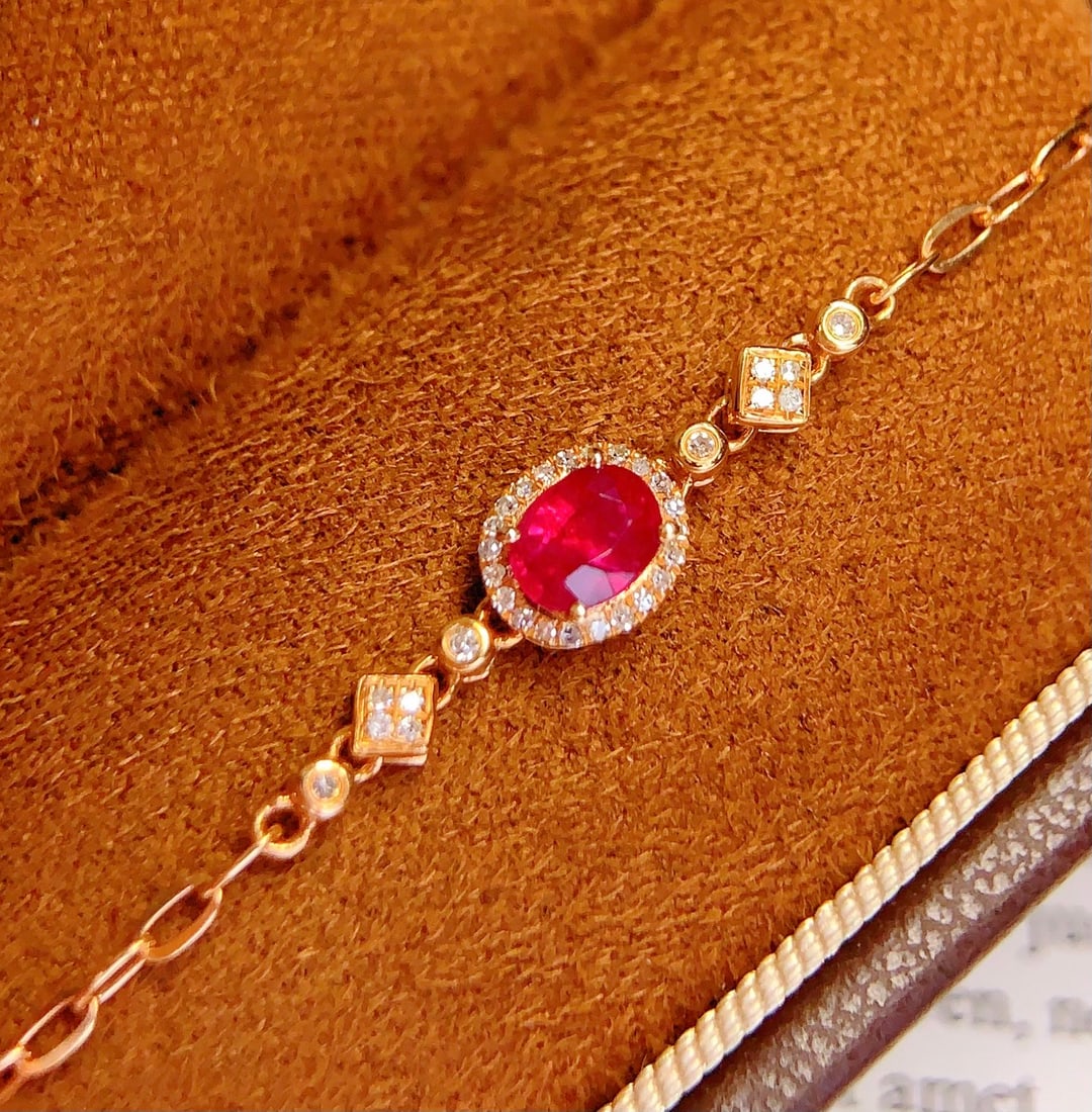 18K Gold Natural Ruby Bracelet - 5