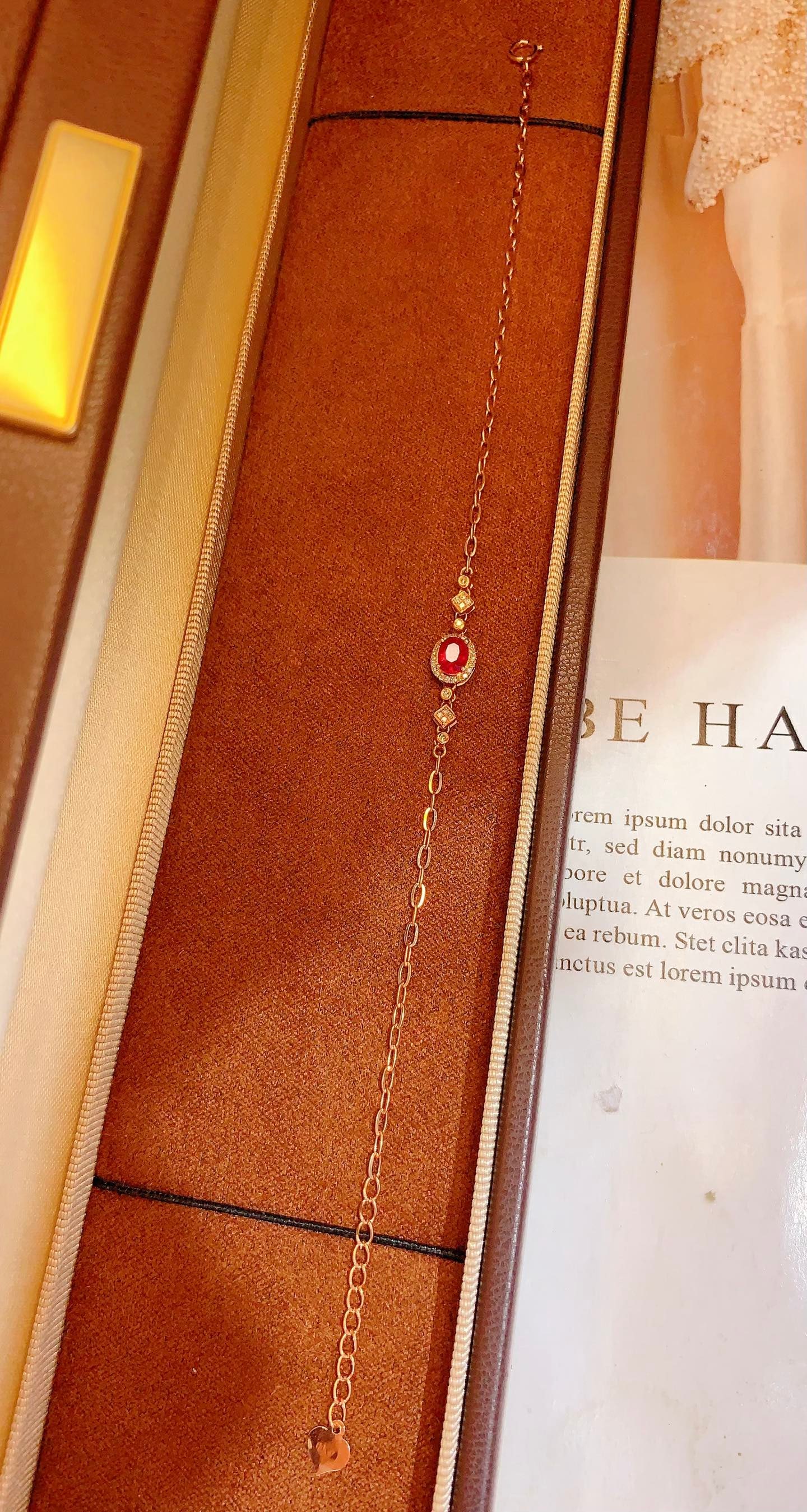 18K Gold Natural Ruby Bracelet - 6
