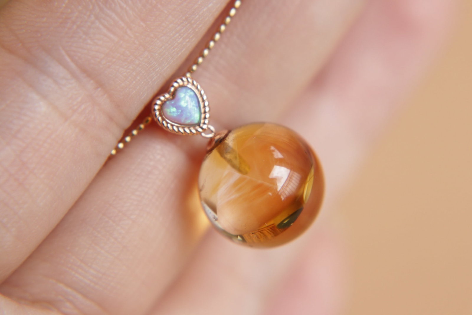 18K Gold Natural Citrine Pendant - 5
