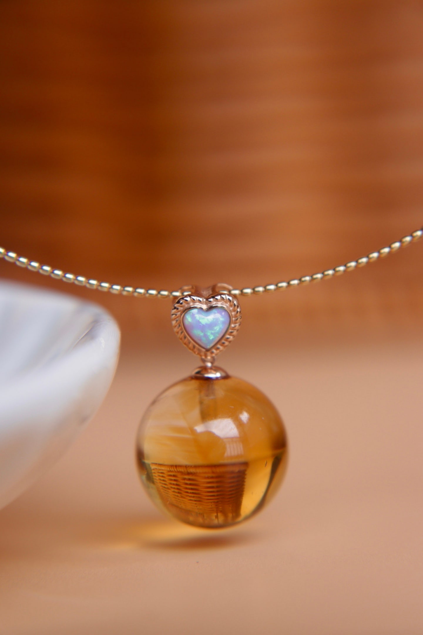 18K Gold Natural Citrine Pendant - 6