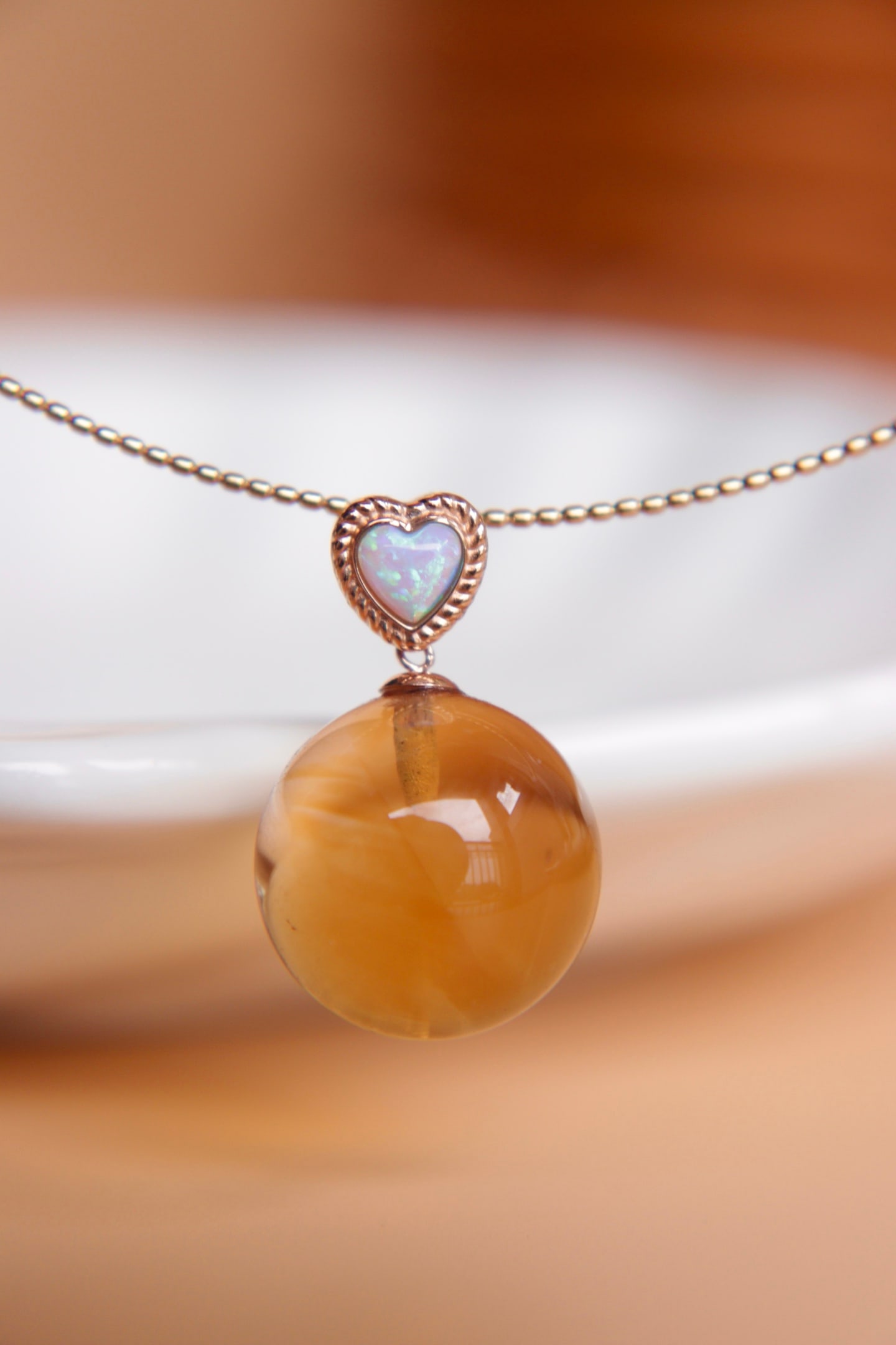 18K Gold Natural Citrine Pendant - 8
