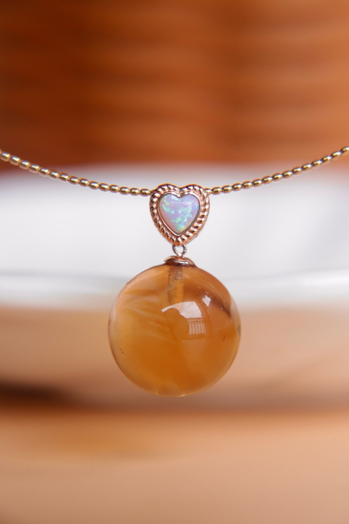 18K Gold Natural Citrine Pendant - 9