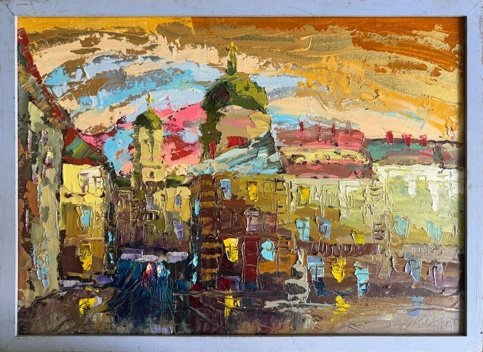 Oil painting with frame Market Square in Lviv K. Leonid: Title: Oil painting with frame Market Square in Lviv K. Leonid Description: 715KK Painter: K. Leonid Size: 50x70 cm/ 19.68x27.55 inches Components: oil, acrylic, canvas, cardboard Original painting CO