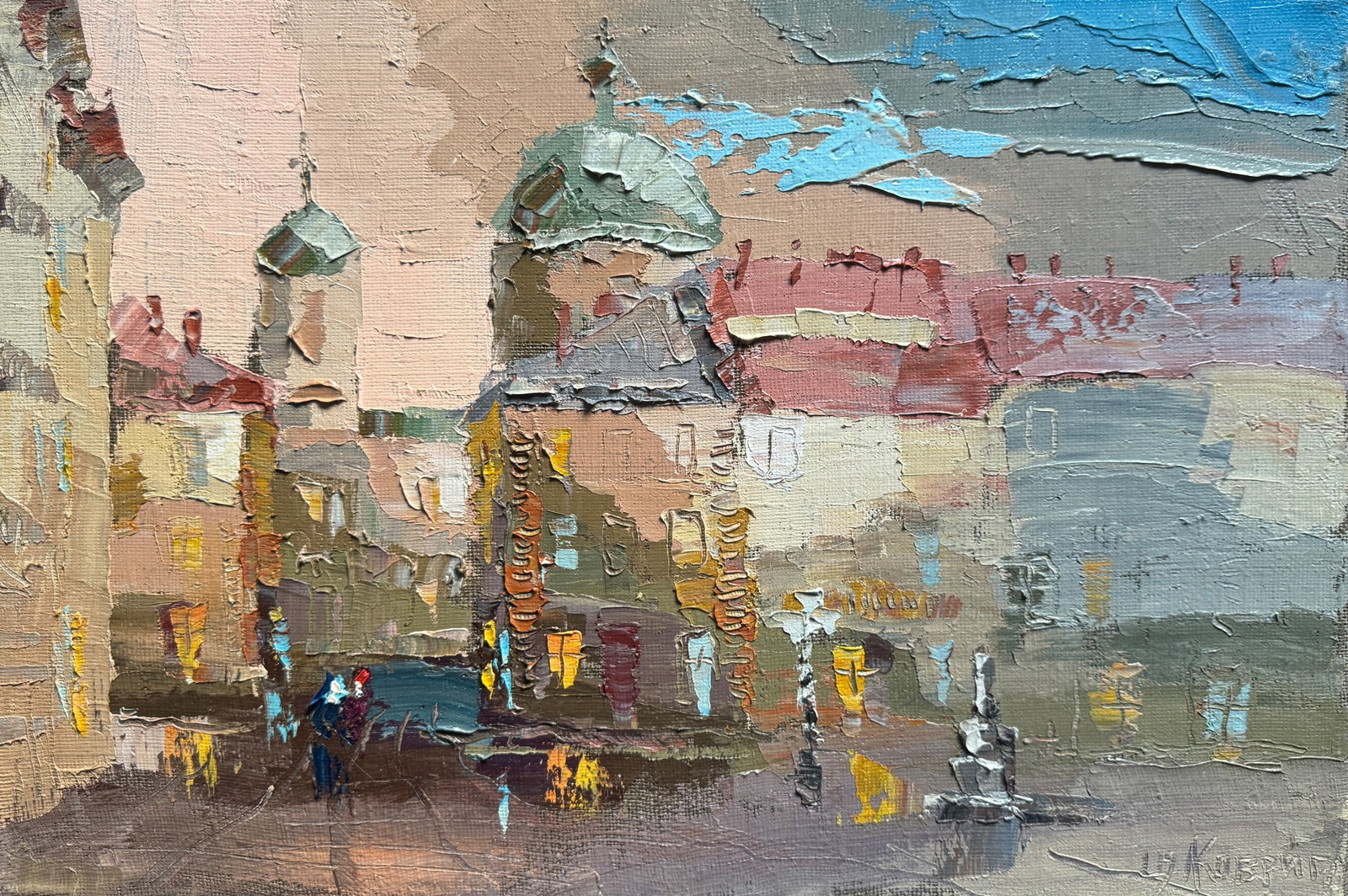 Oil painting with frame Lviv Market Square K. Leonid: Title: Oil painting with frame Lviv Market Square K. Leonid Description: 775KK Painter: K. Leonid Size: 40x60 cm/15.75x23.62 inches Components: oil, canvas Original painting CONDITION: exellent ERA:20