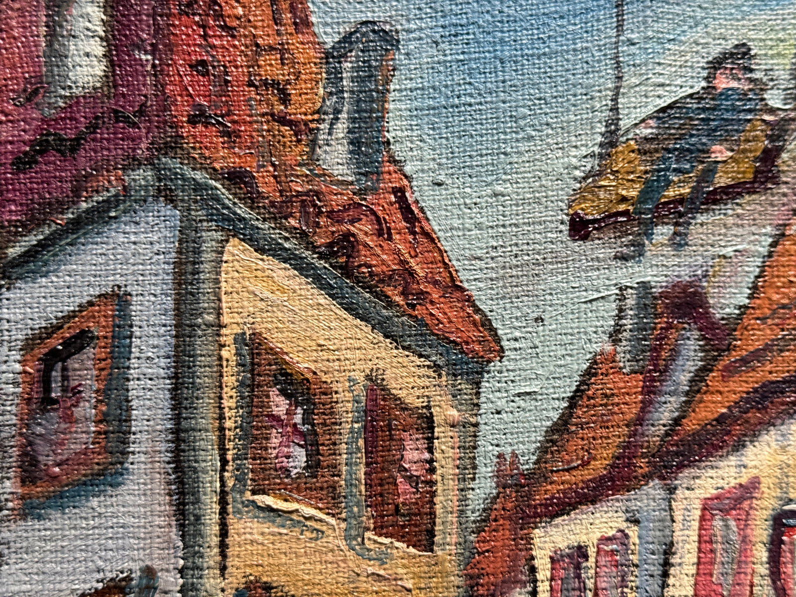 Oil painting with frame city performance K. Leonid: Title: Oil painting with frame city performance K. Leonid Description: 790KK Painter: K. Leonid Size: 50x40 cm/ 19.68x15.74 inches Components: oil, canvas Original painting CONDITION: exellent ERA:202
