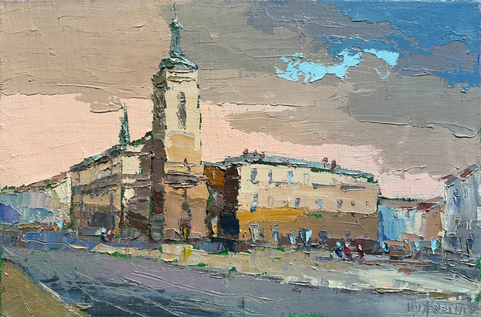 Oil painting with frame Lviv Temple Clarisses K. Leonid: Title: Oil painting with frame Lviv Temple Clarisses K. Leonid Description: 816KK Painter: K. Leonid Size: 40x60 cm/ 15.75x23.62 inches Components: oil, canvas Original painting CONDITION: exellent ER