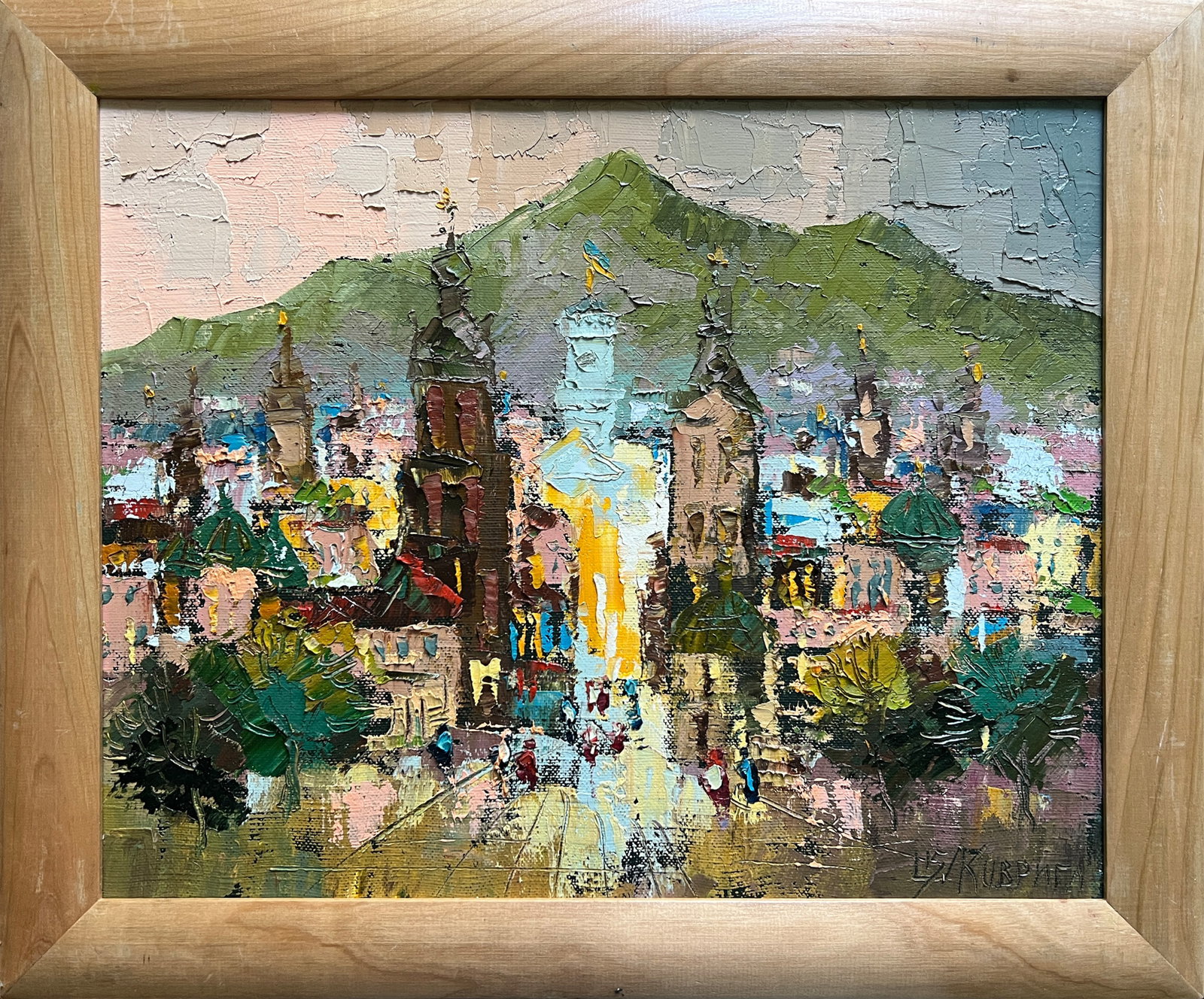Oil painting with frame Lviv K. Leonid: Title: Oil painting with frame Lviv K. Leonid Description: 819KK Painter: K. Leonid Size: 40x50 cm/ 15.75x19.68 inches Components: oil, canvas Original painting CONDITION: exellent ERA:2015 ARTIST: Bo