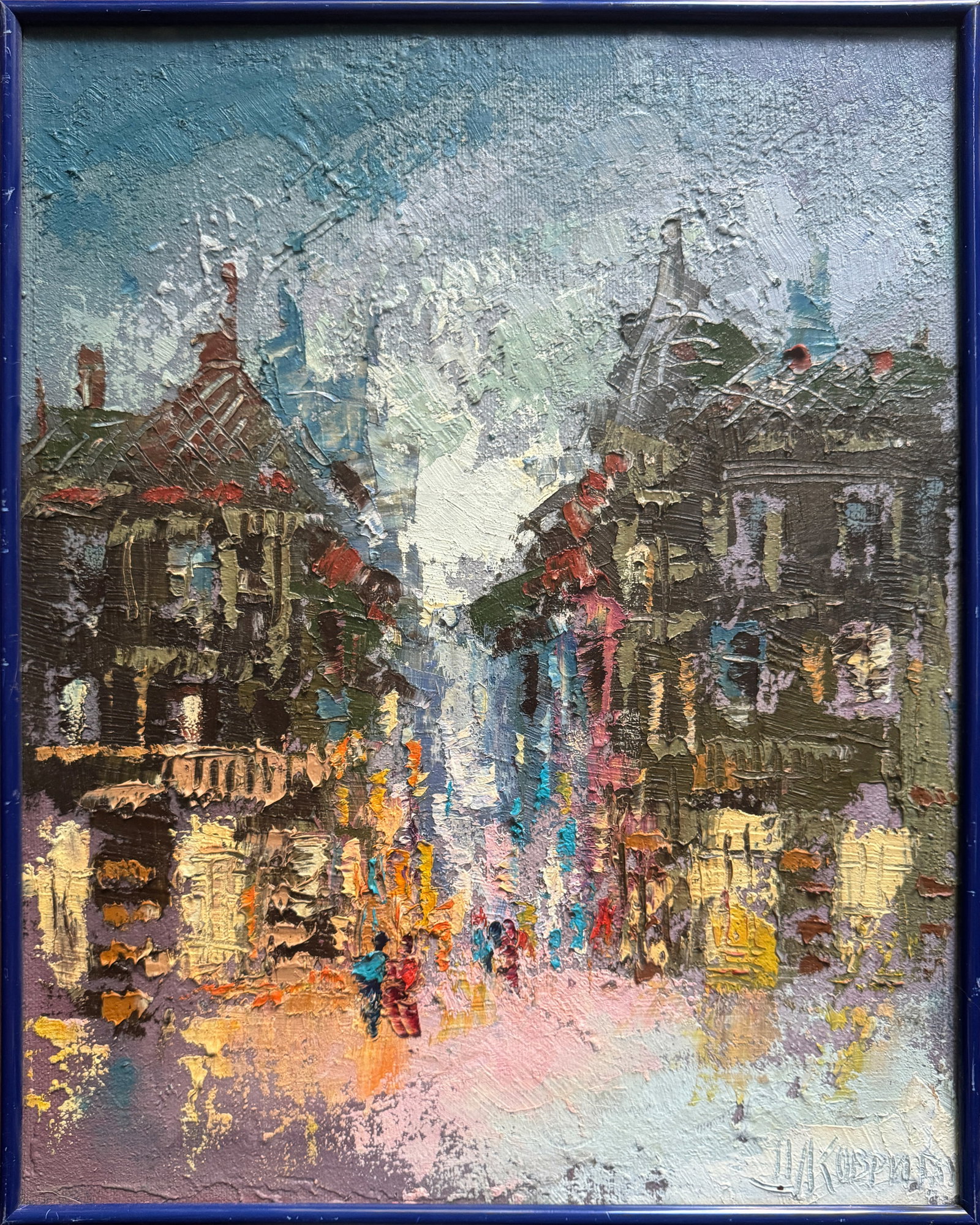 Oil painting with frame City K. Leonid: Title: Oil painting with frame City K. Leonid Description: 851KK Painter: K. Leonid Size: 50x40 cm/ 19.68x15.74 inches Components: oil, acrylic, canvas, cardboard Original painting CONDITION: exellent