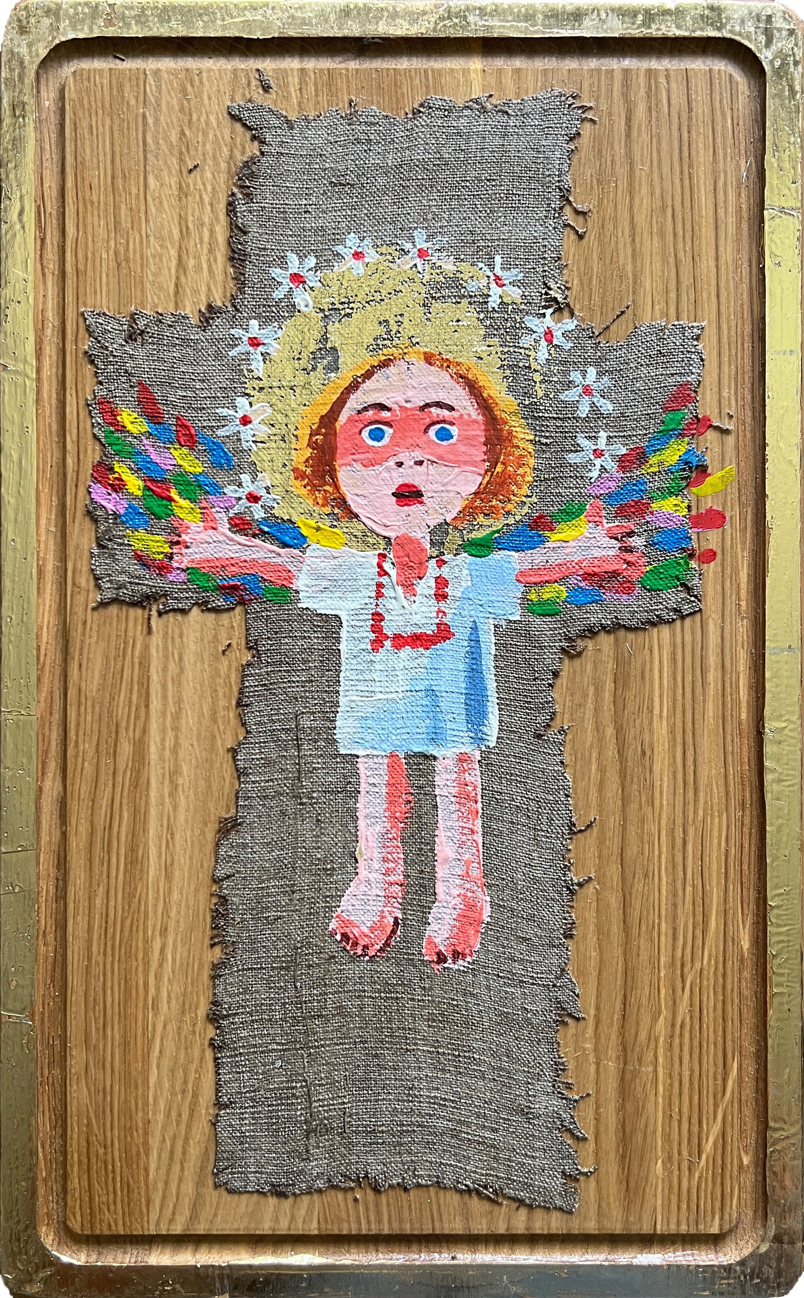 Acrylic painting angel K. Leonid author's technique: Title: Acrylic painting angel K. Leonid author's technique Description: 855KK Painter: K. Leonid Size: 39.5x24.5 cm/ 12.99x9.05 inches Components: acrylic, canvas, wood Original painting CONDITION: ex