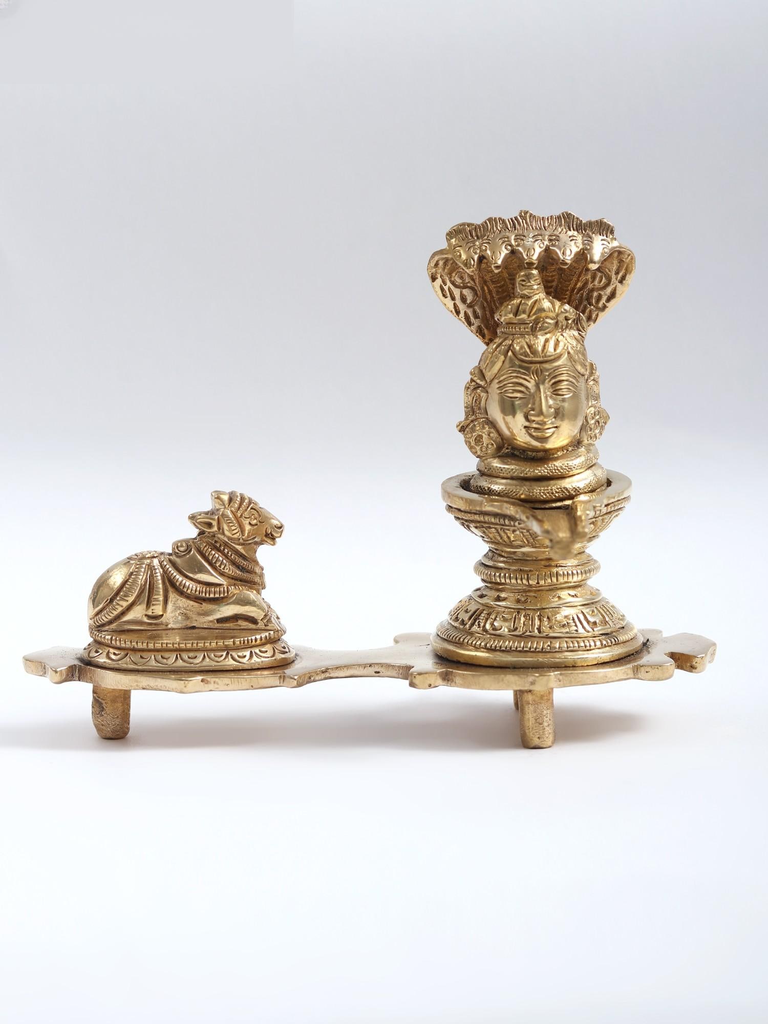 6" Small Nandi-Shivalinga with Protecting Five-Hooded Naga (1 of 2)