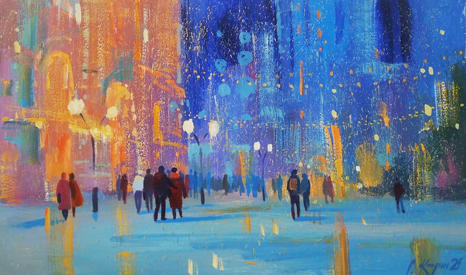 Acrylic painting Before Christmas Serhii Kachyn: Title: Acrylic painting Before Christmas Serhii Kachyn Description: 33KACH Painter: Serhii Kachyn Size: 60x100 cm/23.62x39.37 inches Components: acrylic, canvas Original painting CONDITION: excellent 