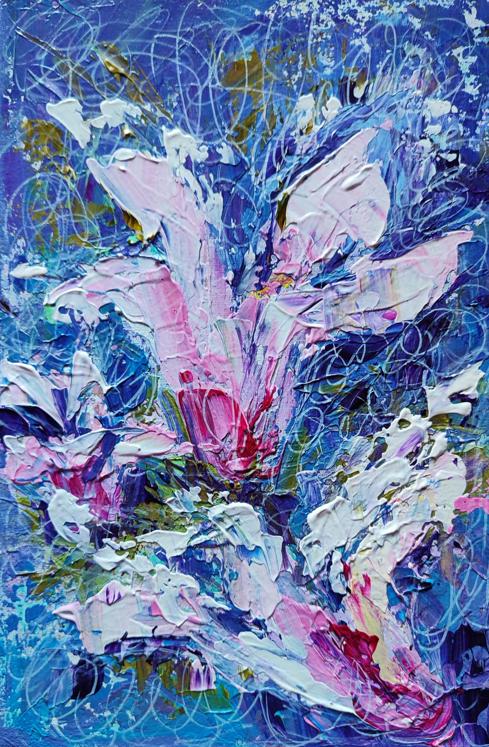 Acrylic painting Magic magnolia Olena Kirik: Title: Acrylic painting Magic magnolia Olena Kirik Description: 25KIRIK Painter: Olena Kirik Size: 30x20 cm/11.81x7.87 inches Components: acrylic, canvas Original painting CONDITION: excellent ARTIST:
