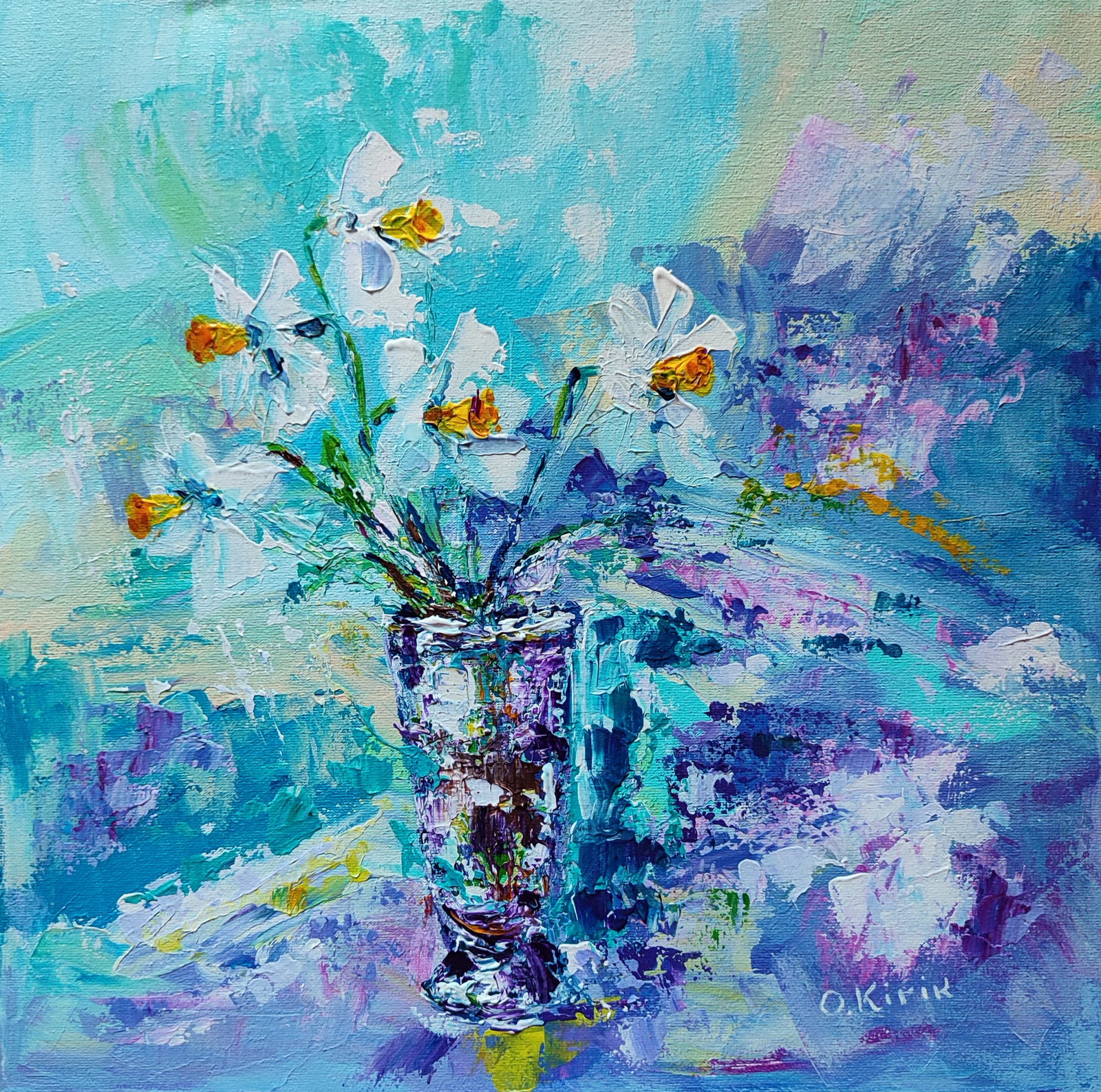 Acrylic painting Daffodils at dawn Olena Kirik (1 of 6)
