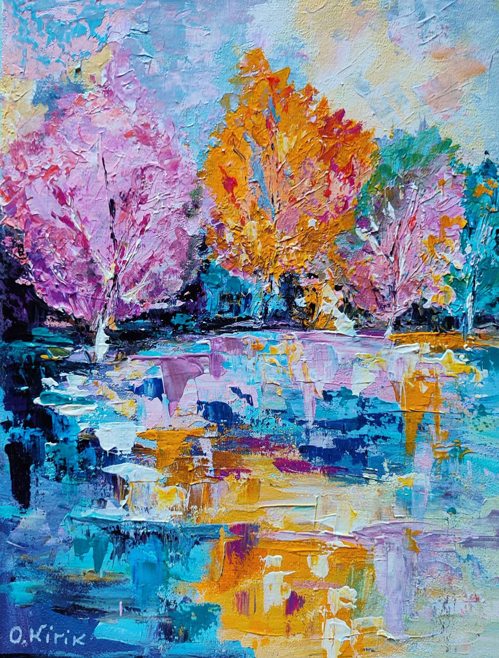 Acrylic painting Silence Olena Kirik: Title: Acrylic painting Silence Olena Kirik Description: 41KIRIK Painter: Olena Kirik Size: 40x30 cm/15.74x11.81 inches Components: acrylic, canvas Original painting CONDITION: excellent ARTIST: Olena