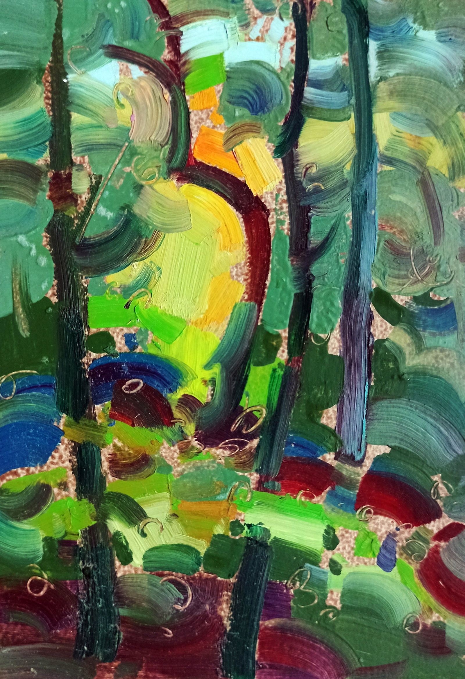 Oil painting In the summer dense forest Viktor Khadzhinov (1 of 5)
