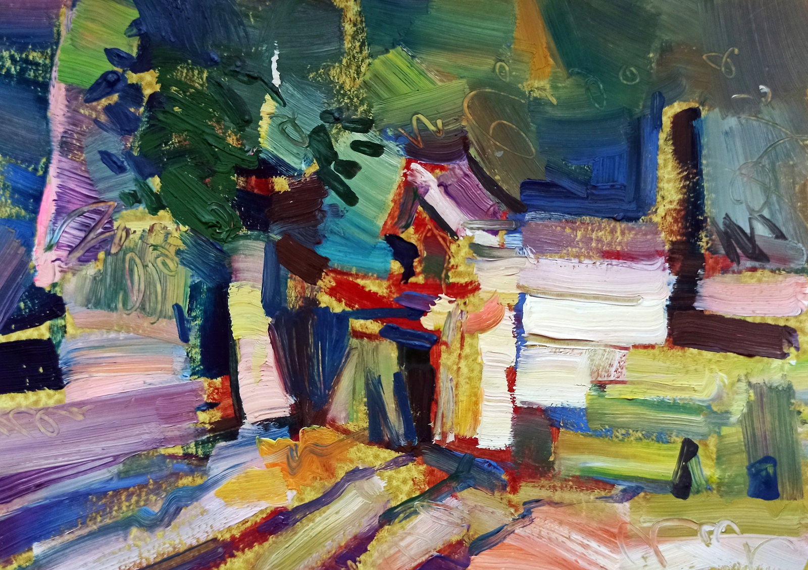 Oil painting Village well Viktor Khadzhinov: Title: Oil painting Village well Viktor Khadzhinov Description: 29KHADZ Painter: Viktor Khadzhinov Size: 16x12 cm/6.29x4.72 inches Components: oil, cardboard Original painting CONDITION: excellent ART