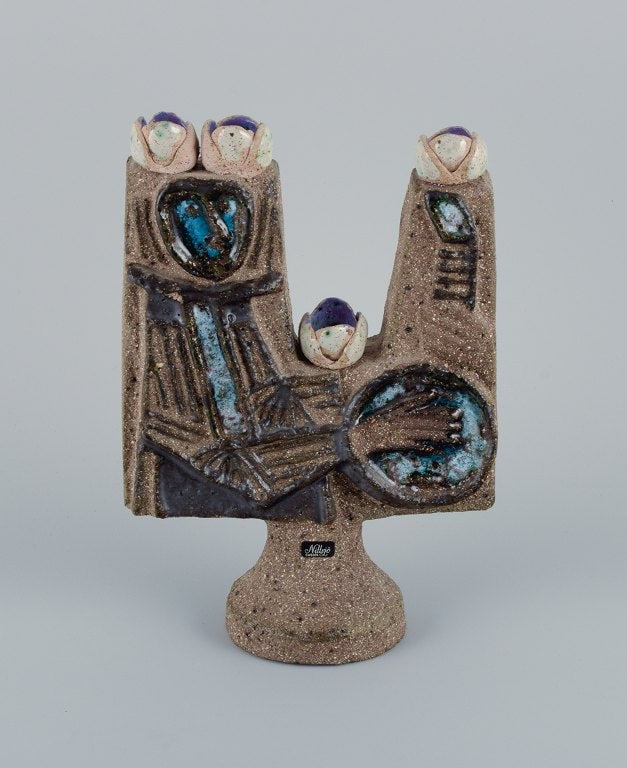 Thomas Hellström, Nittsjö Keramik, Sweden, handmade ceramic sculpture with male figure.: Title: Thomas Hellström, Nittsjö Keramik, Sweden, handmade ceramic sculpture with male figure. Description: Thomas Hellström, Nittsjö Keramik, Sweden, handmade ceramic sculpture wi