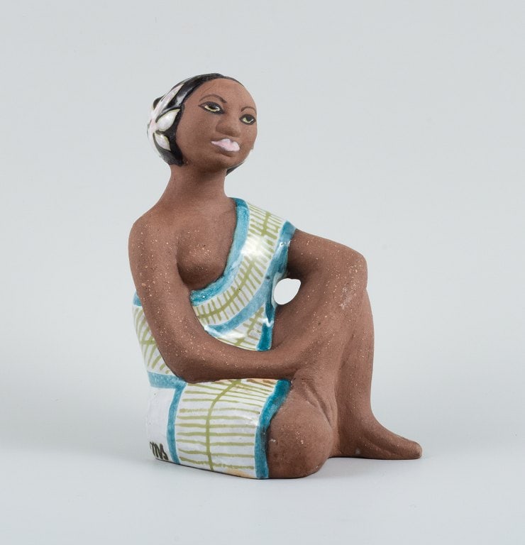 Mari Simmulson figure. Rare ceramic figure of a half-naked Tahitian woman. Upsala-Ekeby.: Title: Mari Simmulson figure. Rare ceramic figure of a half-naked Tahitian woman. Upsala-Ekeby. Description: Mari Simmulson figure. Rare ceramic figure of a half-naked Tahitian woman. Upsala-Ekeby. ap