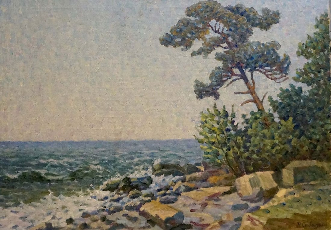Oil painting Off the coast Sabadysh Petro Yevlampiyovych: Title: Oil painting Off the coast Sabadysh Petro Yevlampiyovych Description: No. Vern 565 *** ABOUT THIS PAINTING *** * TITLE: "Off the coast" * ARTISTS: Sabadysh Petro Yevlampiyovych * SIZE: 70x50 cm