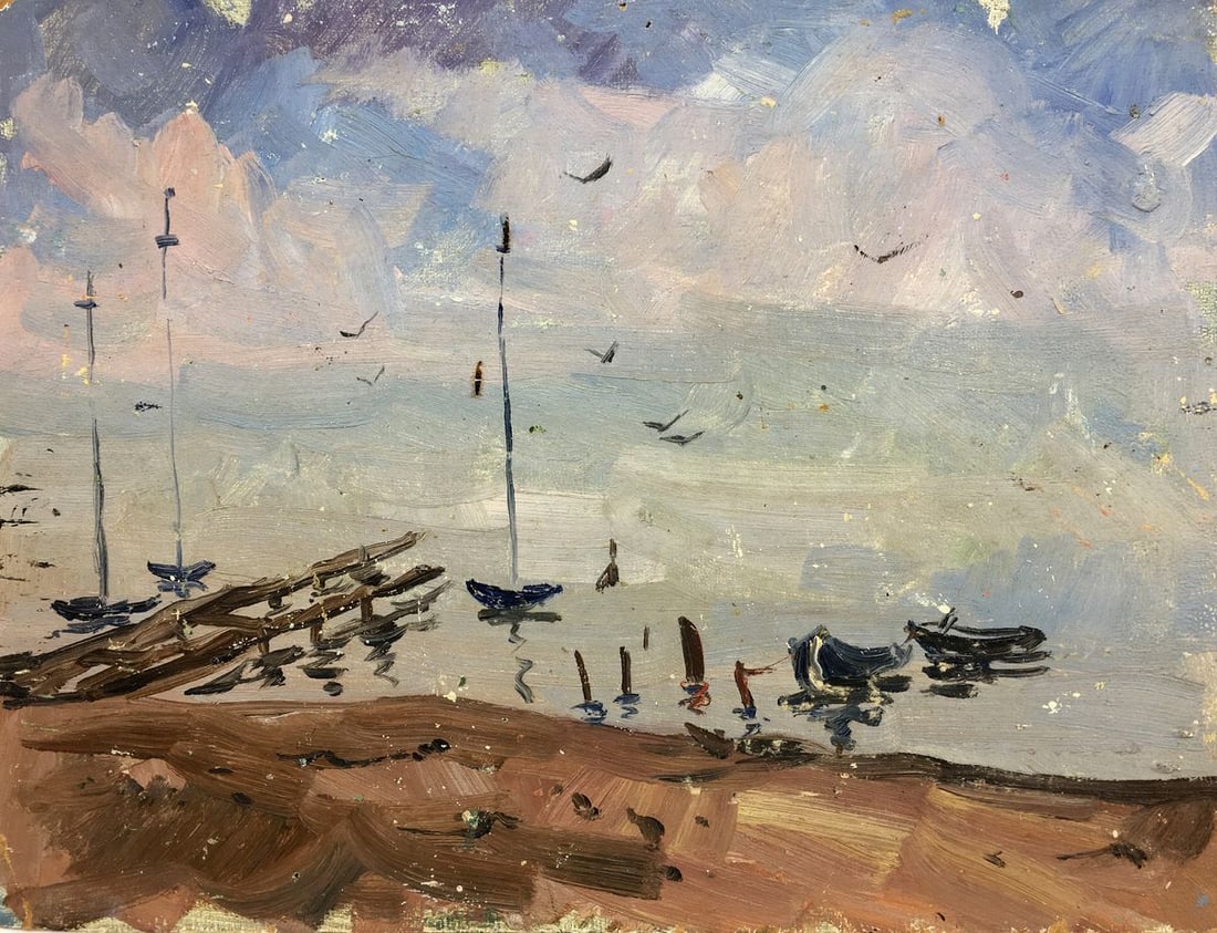 Oil painting Port Puzyr'kov Viktor Grigor'yevich: Title: Oil painting Port Puzyr'kov Viktor Grigor'yevich Description: No. Vern 359 *** ABOUT THIS PAINTING *** * TITLE: "Port" * ARTISTS: Puzyr'kov Viktor Grigor'yevich * SIZE: 26x35 cm/'10.23x13.77 in
